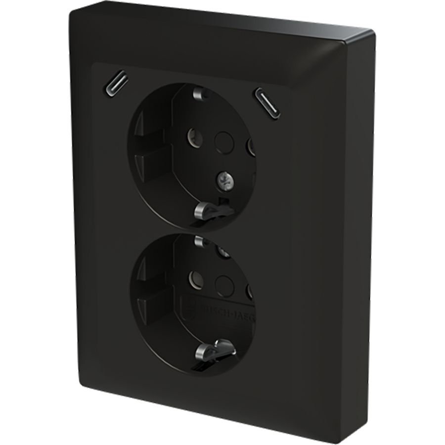 wandcontactdoos ra dubbel kv + USB-C/C inbouw Balance mat zwart