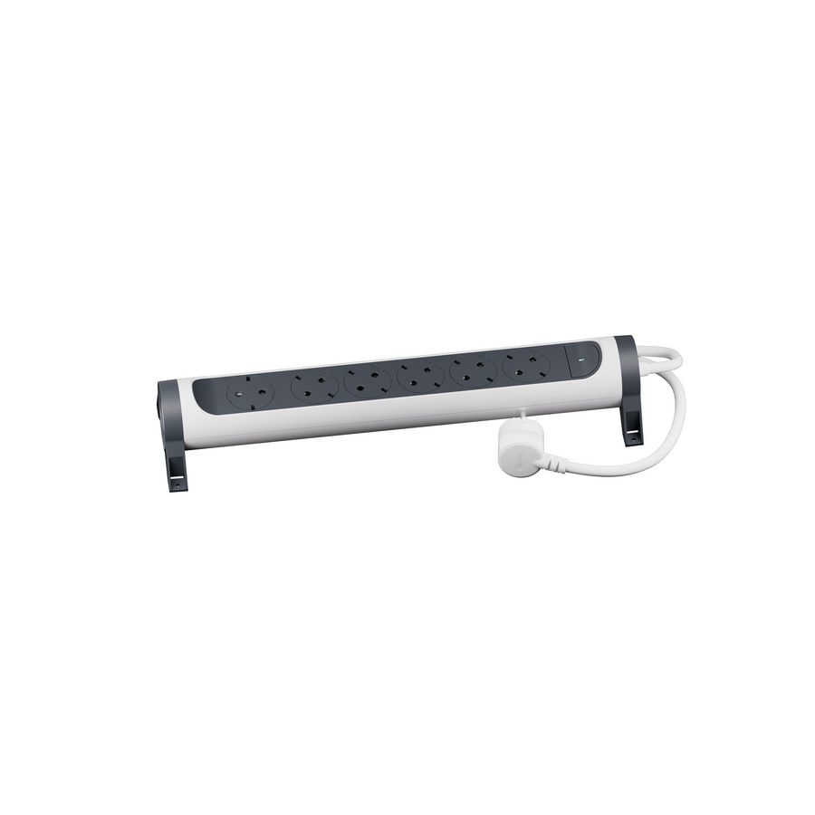 Contactdoos standaard 6x2P + A 1,5m. zwart-wit VVE=5