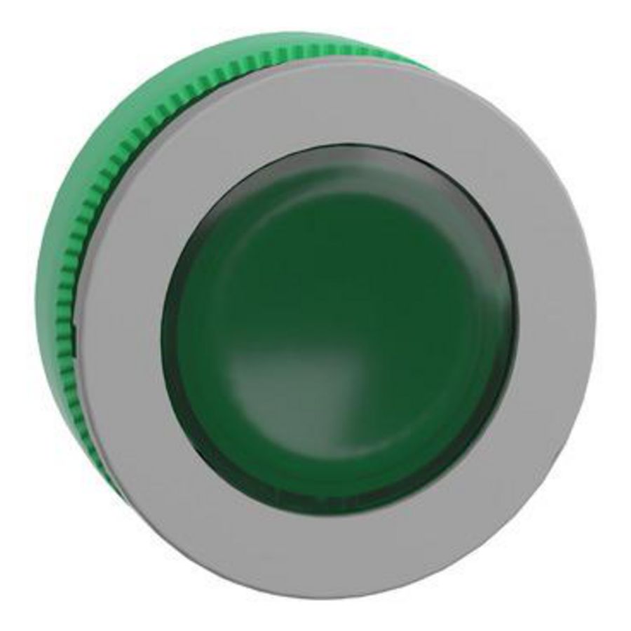flush mounted green pilot light head integRALled cp grey