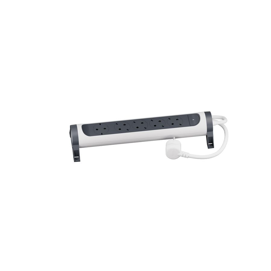 Contactdoos standaard 5x2P + A 1,5m. zwart-wit VVE=5