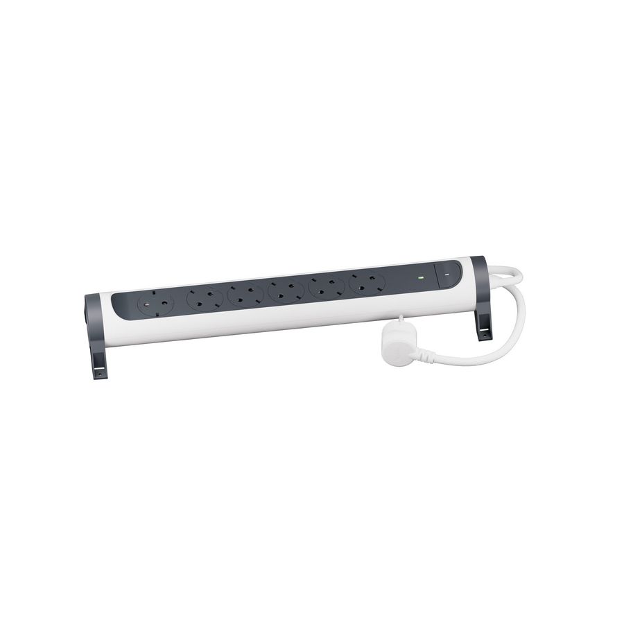 Contactdoos premium automaat 6x2P + A 1,5m. zwart-wit VVE=5