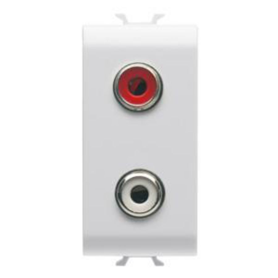 AUDIO AND VIDEO SOCKET-DOUBLE RCA-1 MODULE-SATIN WHITE