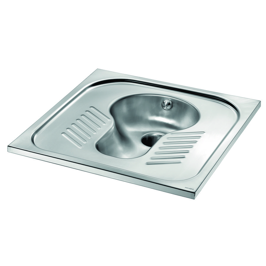 Hurktoilet SHA 700 1 sproeikop met sifon Ø1" RVS gesat.
