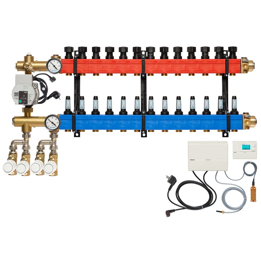 Vloerverw.verdeler 4860 4-pijps E-pomp OA. 10-145l/u 13-groeps