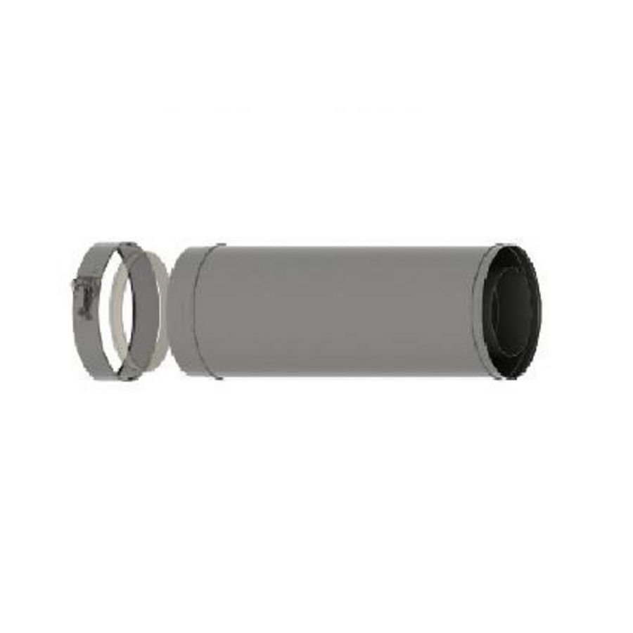 Pijp galva-RVS Ø150/100 1000mm alu-metallic