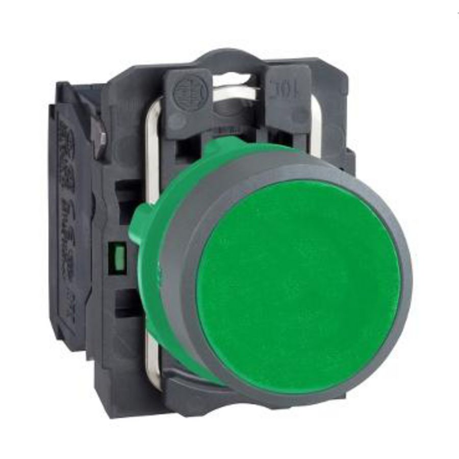 green flush pushbutton 1NO screw clamp cp grey