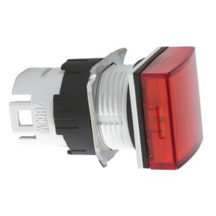 Kop vierkante signaallamp Ø16mm Met beschermkapje Rood