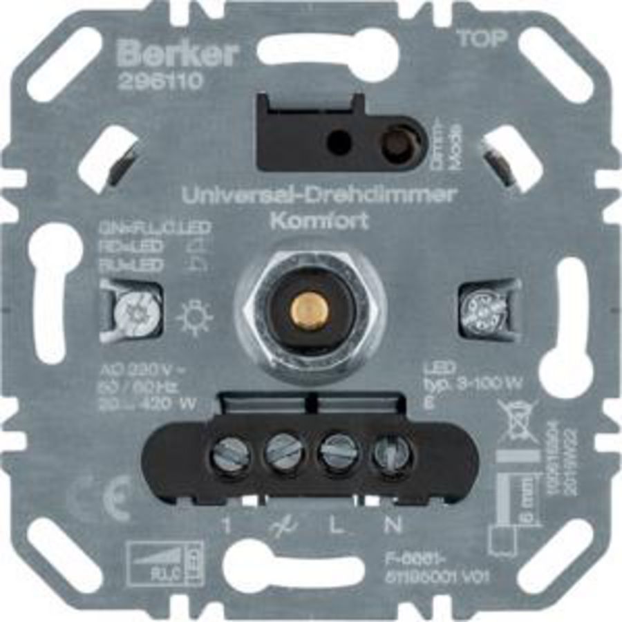 Universele draaidimmer comfort (LED R L C) met soft-klik