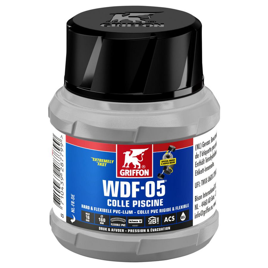 Flacon zeer snelle, thixotrope, blauwe hard PVC-lijm WDF-05 125ml VVE=10