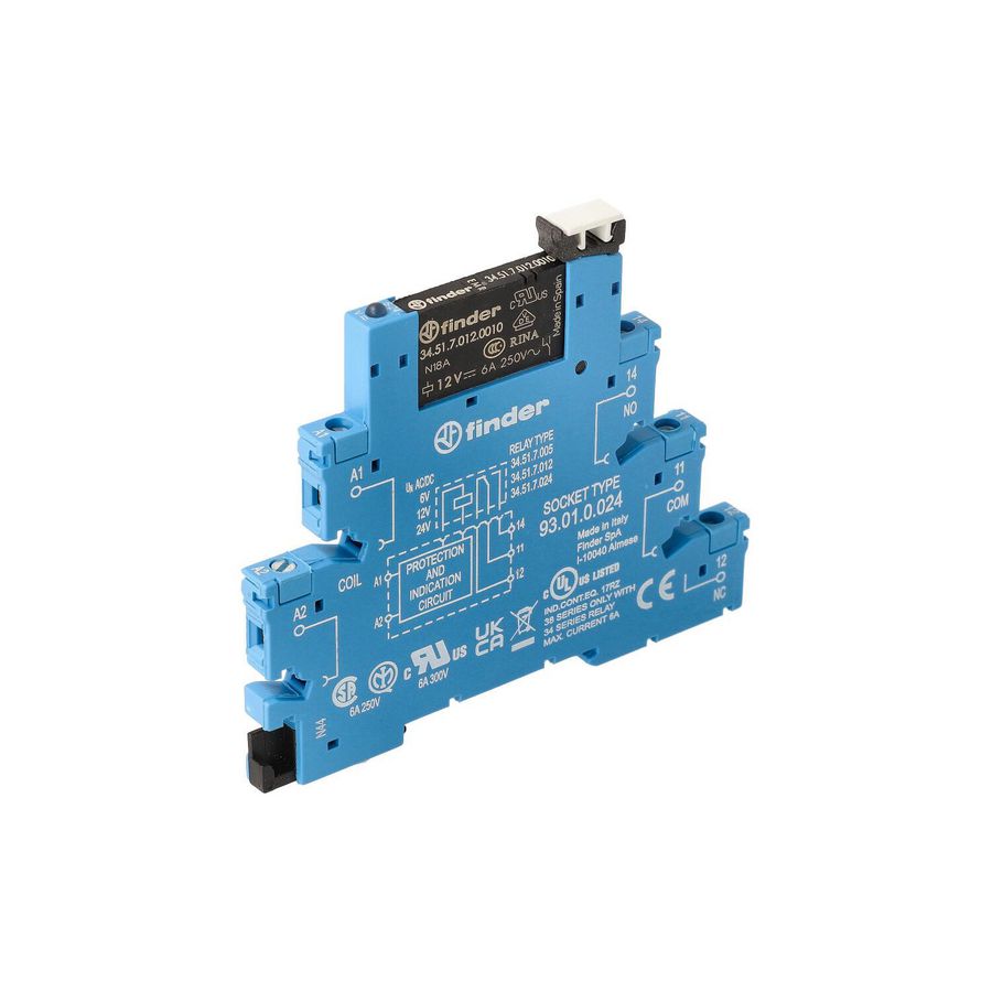 Interfacerelais 1 wisselcontact 6A 12VUC EMC-bescherming