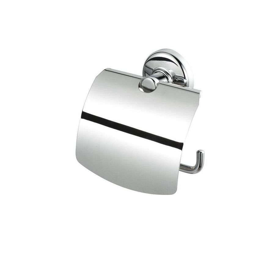 Closetrolhouder chroom met klep en ronde rozet HOTEL