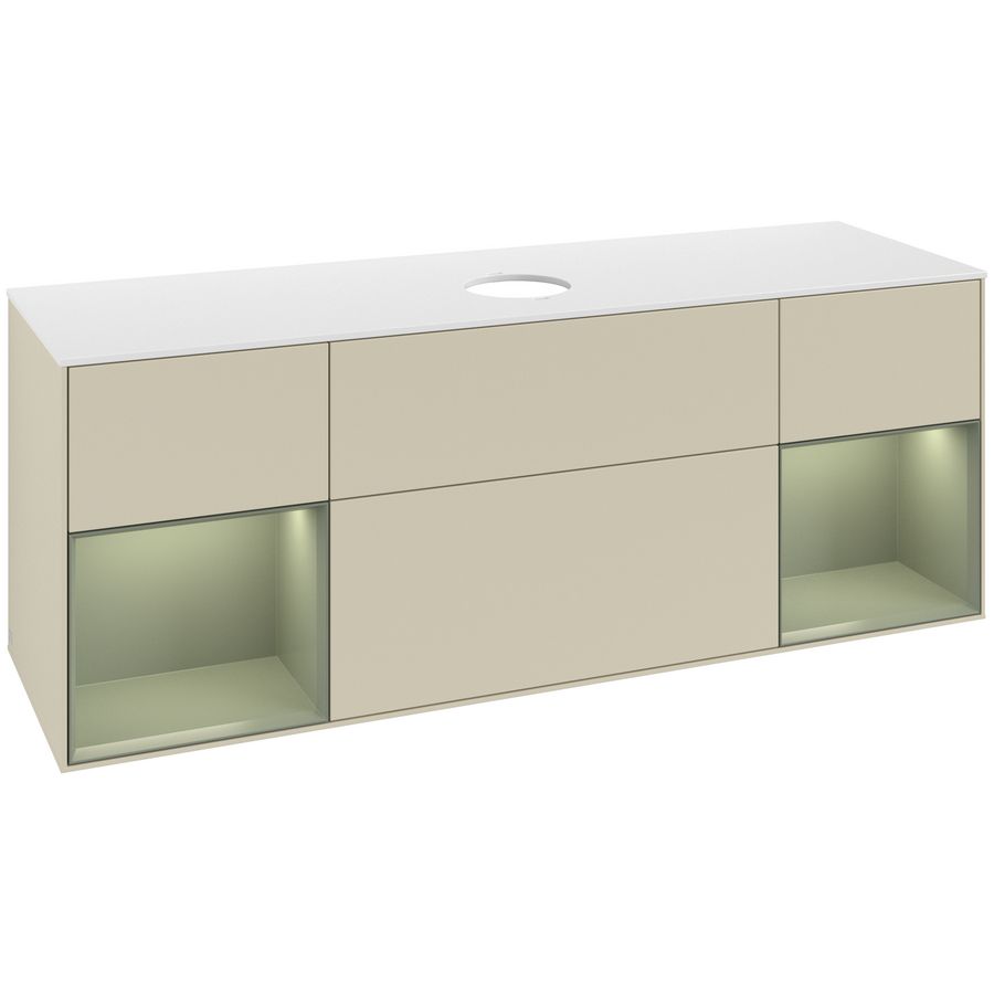 Wastafelonderkast Finion 1600x603x501mm S.Grey Matt Lacquer GD01GMHJ