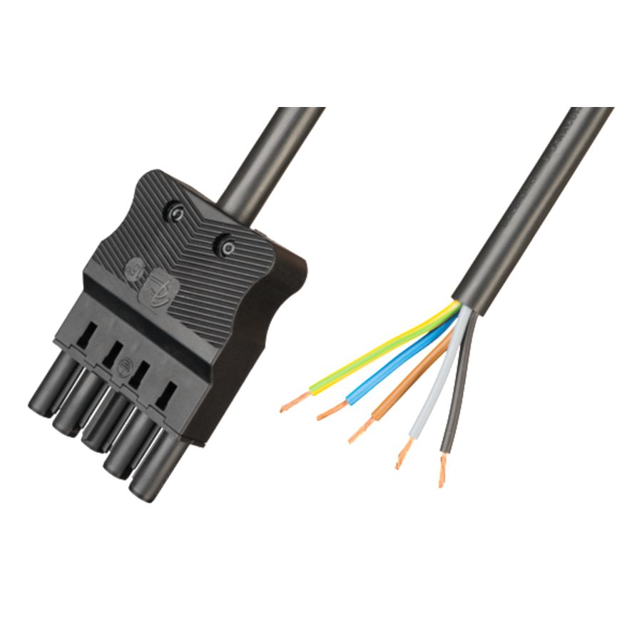 Aansluitsnoer female 5-polig 2,5mm² 300cm zwart
