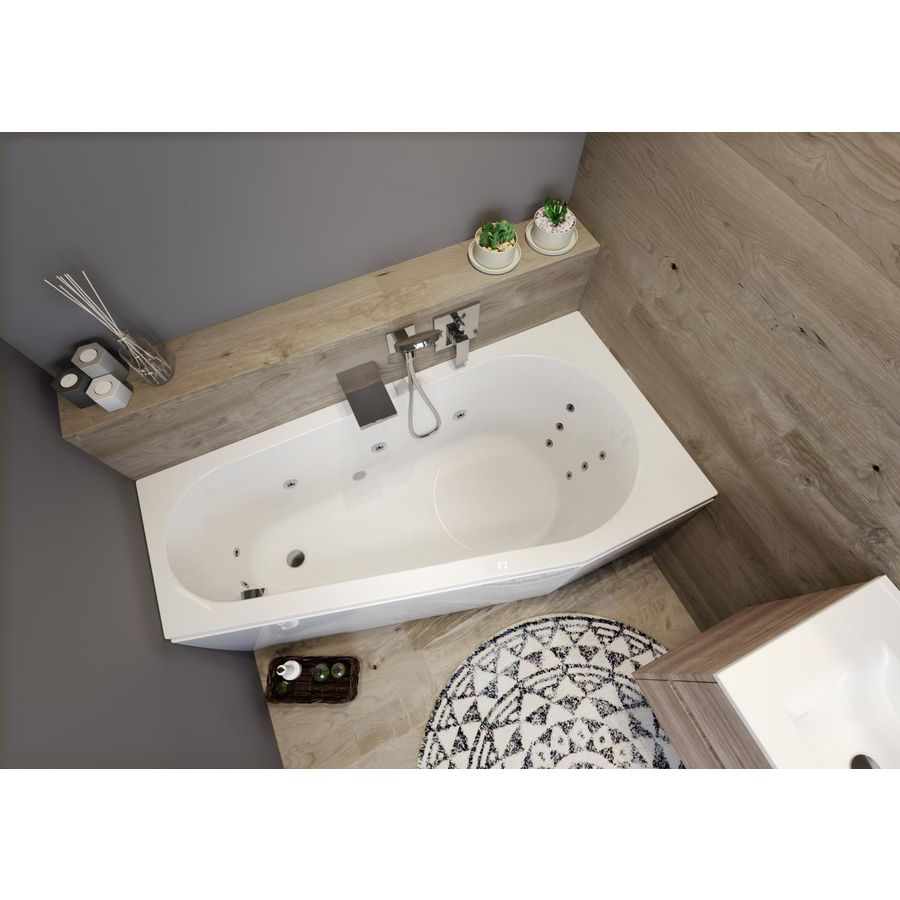 Whirlpool Delta Rihopool 160x80cm systeem FLOW links hoogglans wit