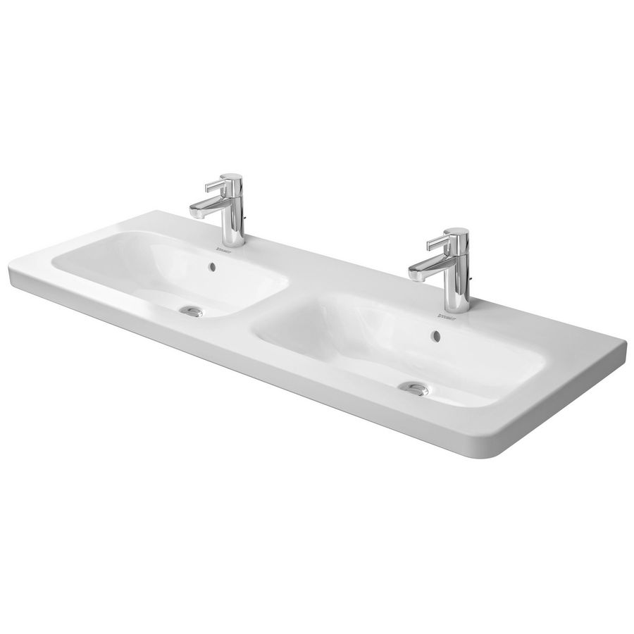 DURASTYLE #233813 dubbele wastafel 1300mm wit kraangaten per wasbak: 1  met overloop