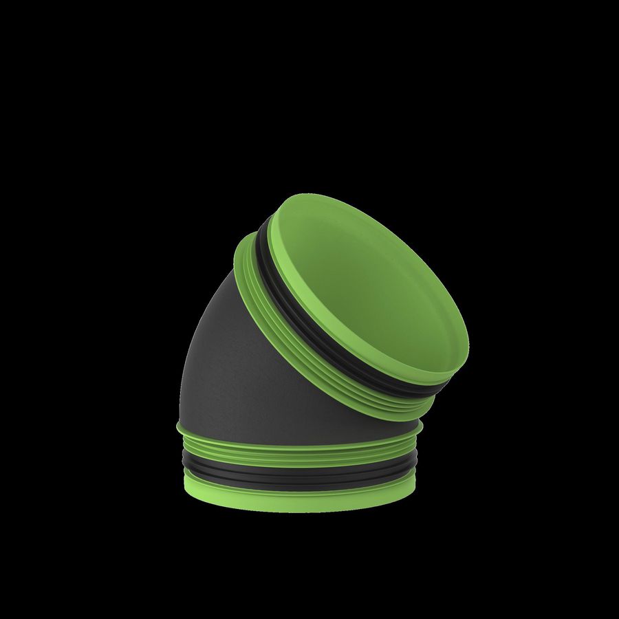 Aansluitstuk 45gr. met rubber diam. D160 (M/M) VVE=14