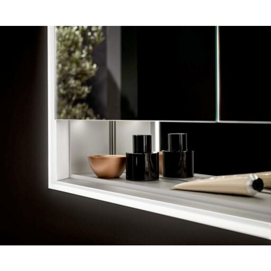 Led-Spiegelkast Loft Met Ondervak opbouw 1400mm 3 deur