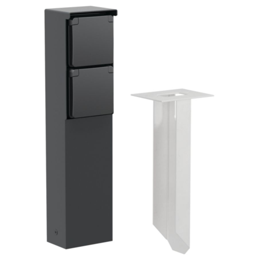 Spuitwaterdichte tuinpaal 2voudig stopcontact grondpin zwart