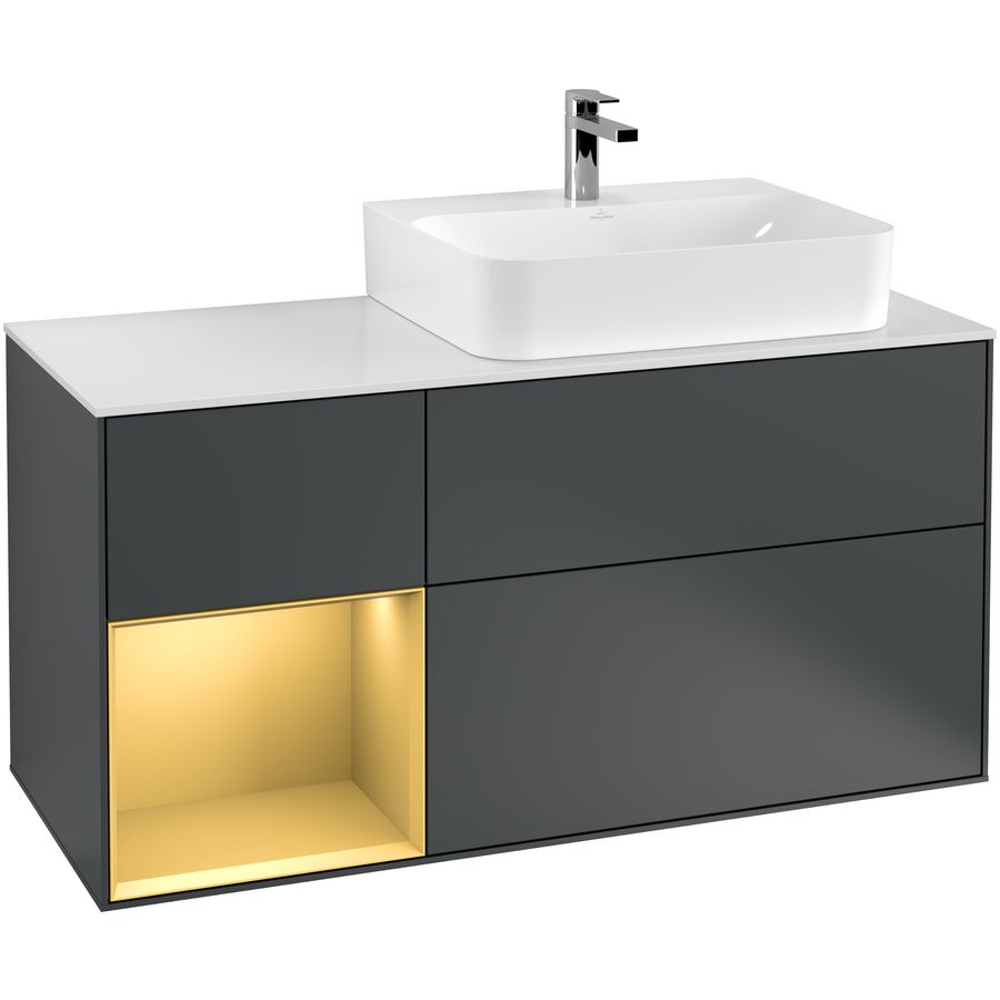 Wastafelonderkast Finion 1200x603x501mm Mid.Blue Matt Lacquer F141HFHG