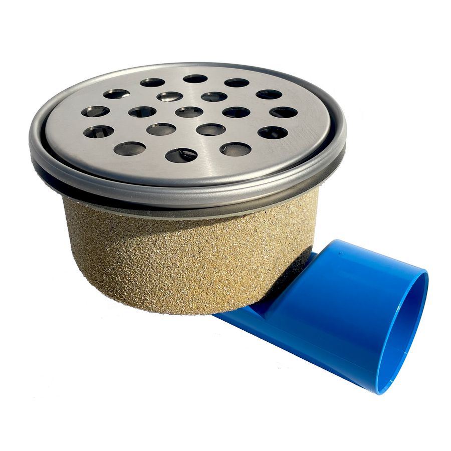 Afvoerput Ø200mm RVS 304 OU./ZU. rooster ronde perforatie roosterbelasting max. 600kg