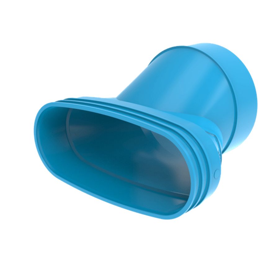 Verloop Excentrisch PVC luchtverdeelsysteem VENTIZA blauw (195x80mm)xØ125mm mof/spie