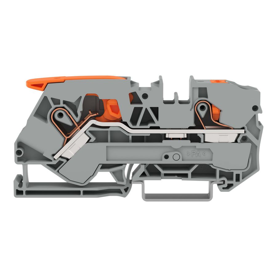 2-draads rijgklem met hendel en drukknop 10 mm² grijs VVE=25