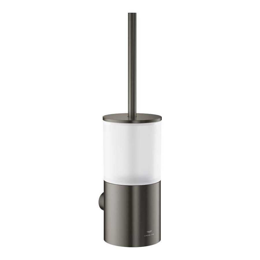 Atrio toiletborstel garnituur hard graphite geborsteld (mat donker grijs) (Spa colors coll.)