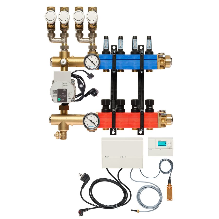 Vloerverw.verdeler 4861 4-pijps E-pomp BA. 10-145l/u 4-groeps