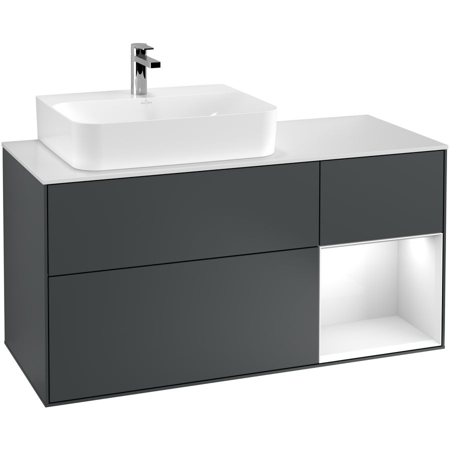 Wastafelonderkast Finion 1200x603x501mm Mid.Blue Matt Lacquer F151GFHG