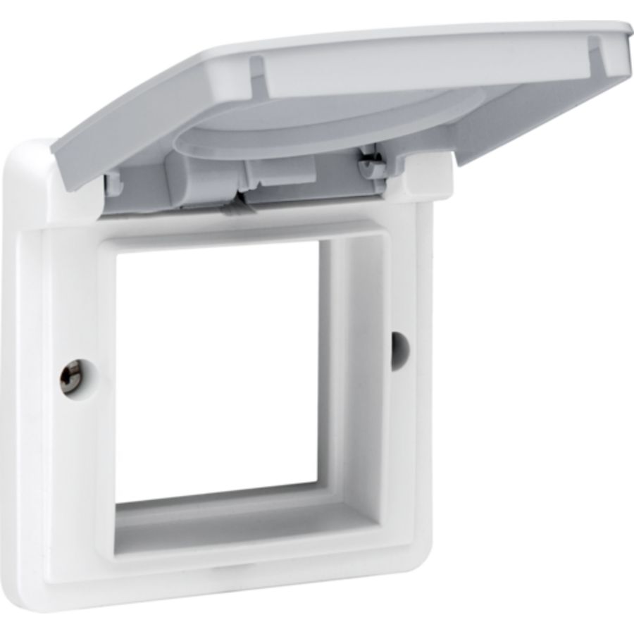Spuitwaterdicht aanpaskader met klapdeksel 45x45mm grijs