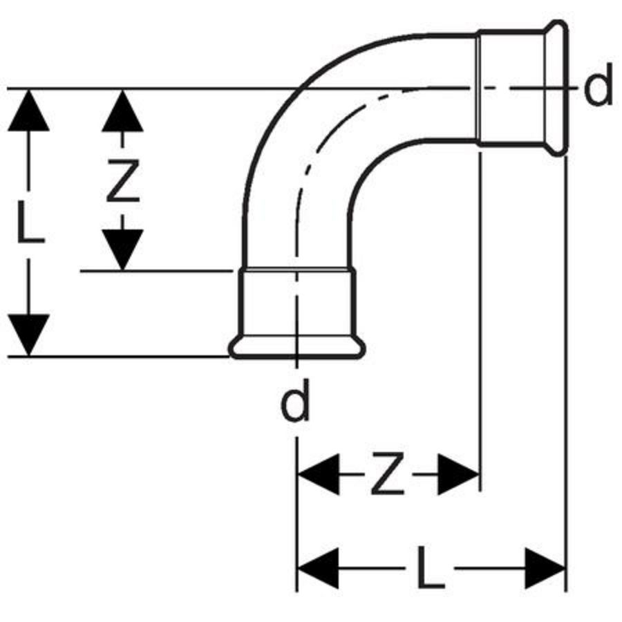 Bochtkoppeling 90° MAPRESS KOPER GAS 54x54mm
