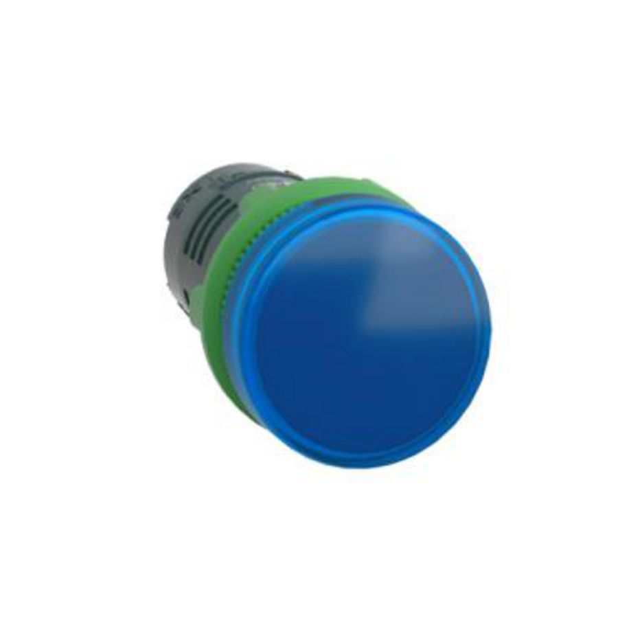 Blauwe monolithische signaallamp 22 gladde lens geintegree