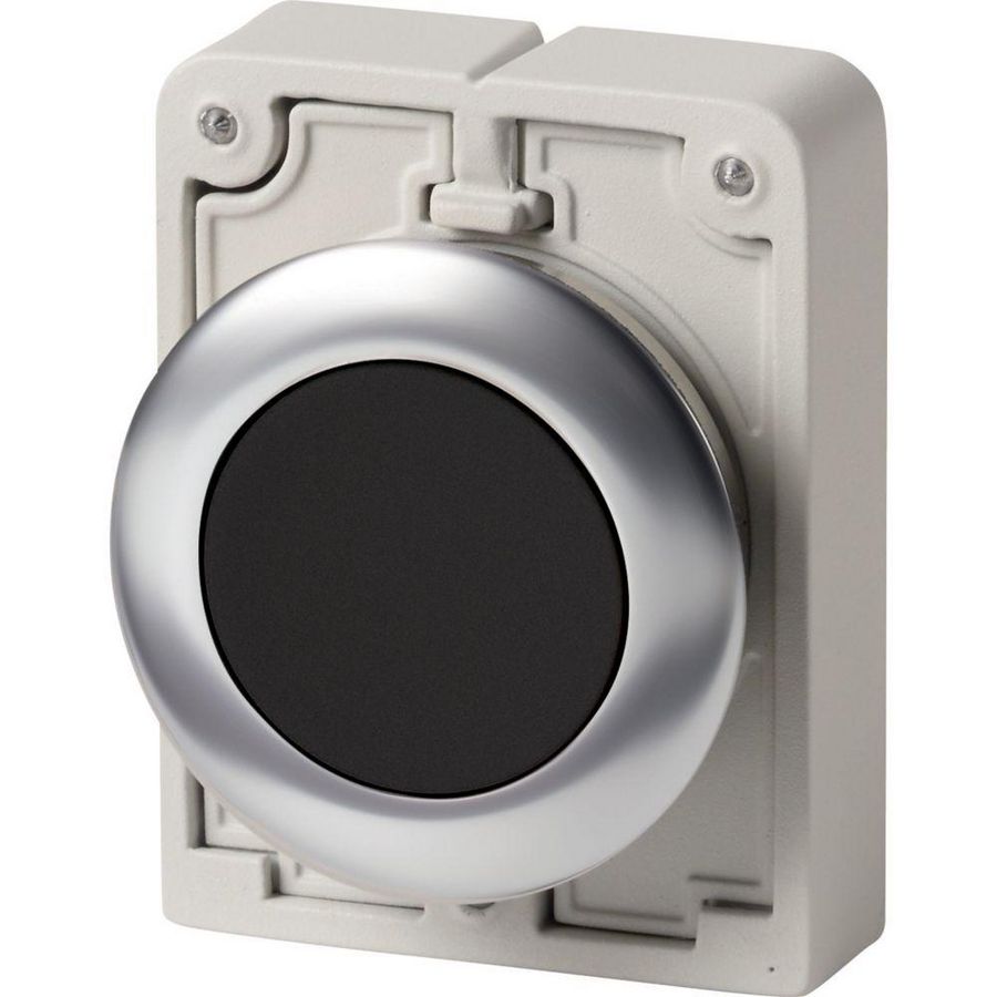 Drukknop 30mm RVS vlak zwart terugverend