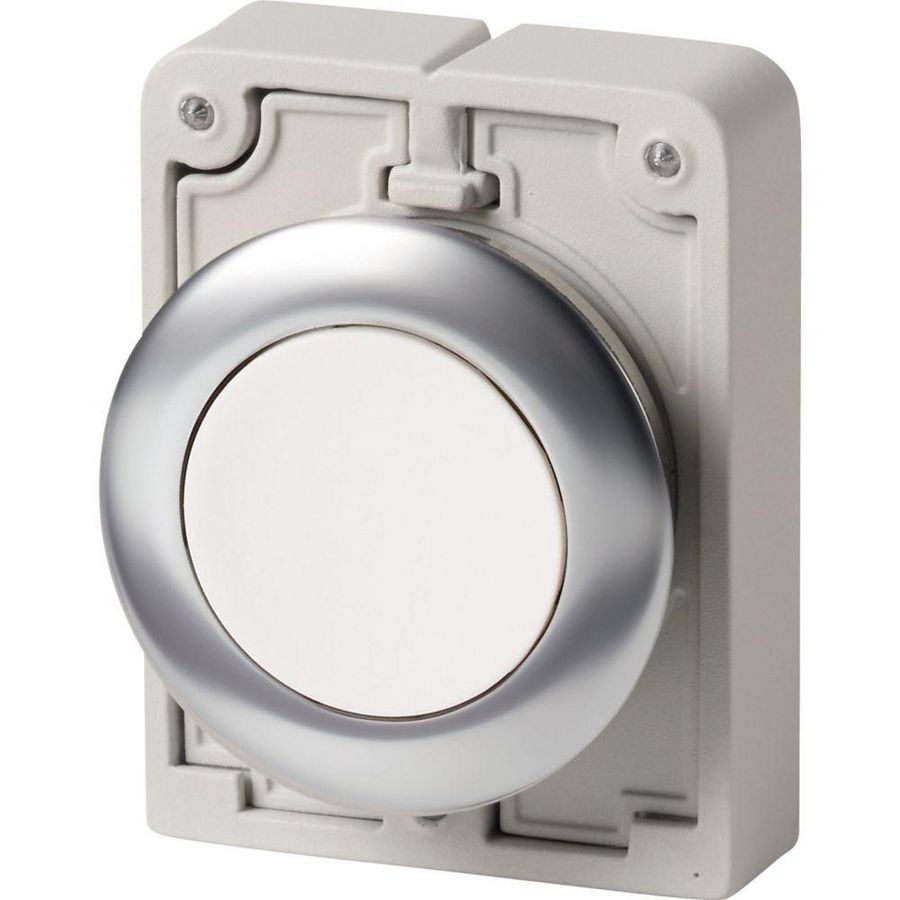 Drukknop 30mm RVS vlak wit terugverend