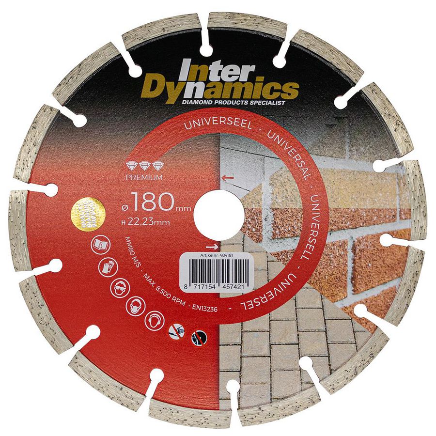 Universeel Premium diamantzaagblad 180mm asgat 22.23mm