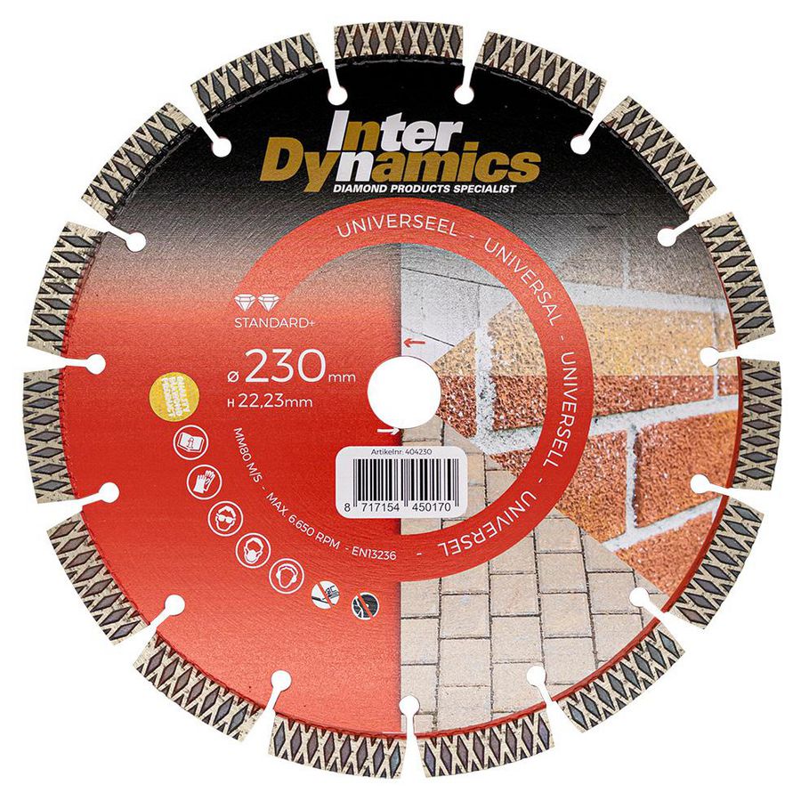 Universeel Standard+ diamantzaagblad 230mm asgat 22.23mm