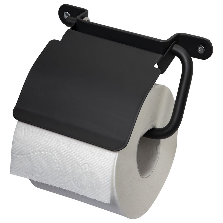 Closetrolhouder met klep mat zwart rvs IXI