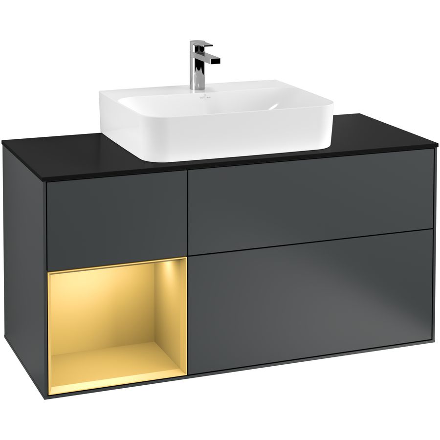 Wastafelonderkast Finion 1200x603x501mm Mid.Blue Matt Lacquer F162HFHG