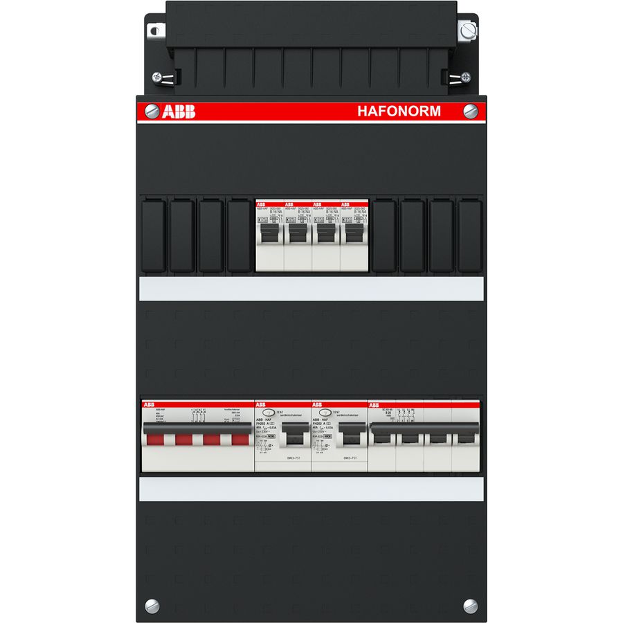 Groepenkast 4x achter 2x 30mA + HS + D 3-fasen