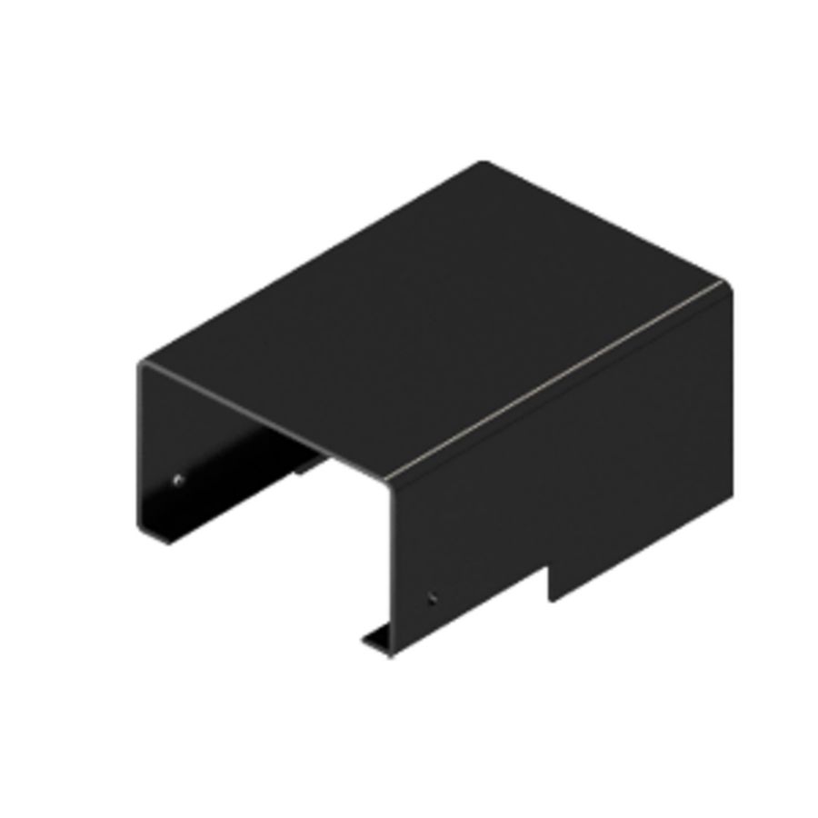 Afdekkap aluminium H130xB88xD68mm zwart RAL9017 tbv leidinggoot