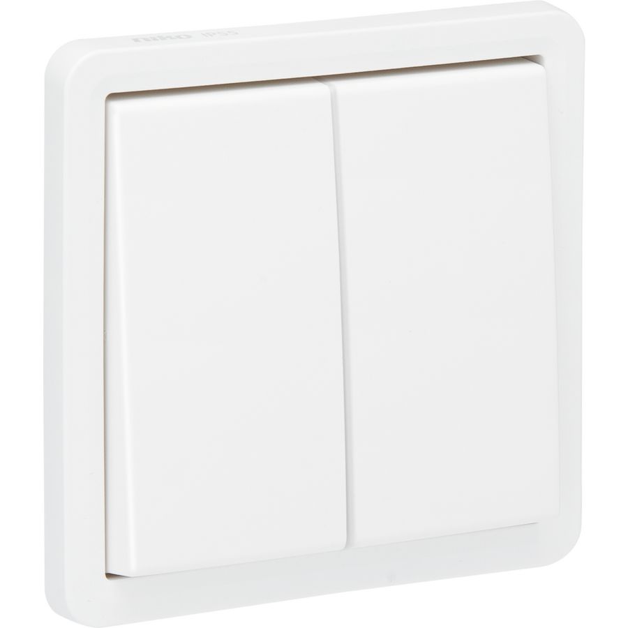 Spuitwaterdichte niet-verl. dubb. knop 10A/250Vac insteek wi