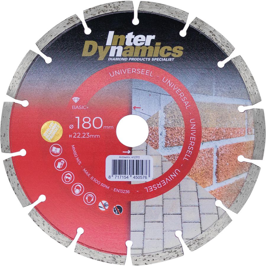 Universeel Basic+ diamantzaagblad 180mm asgat 22.23mm