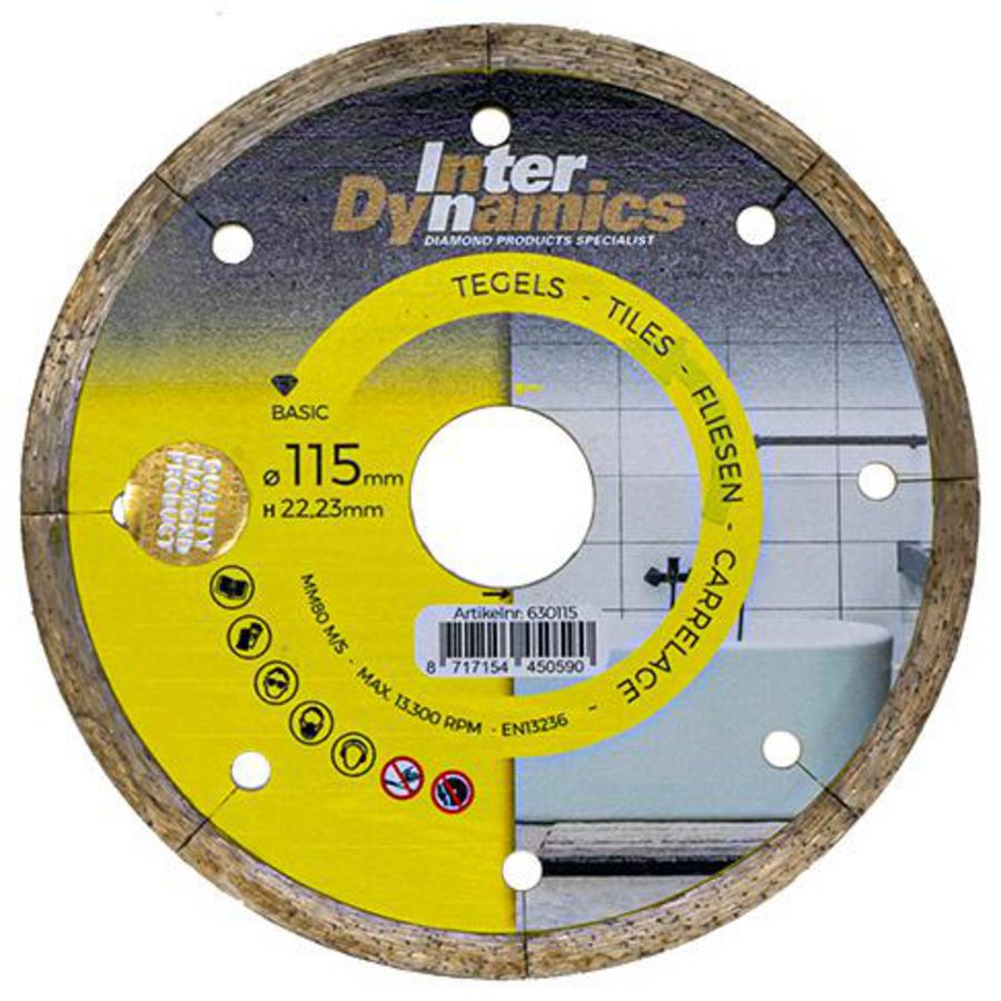 Tegel Basic diamantzaagblad 115mm asgat 22.23mm