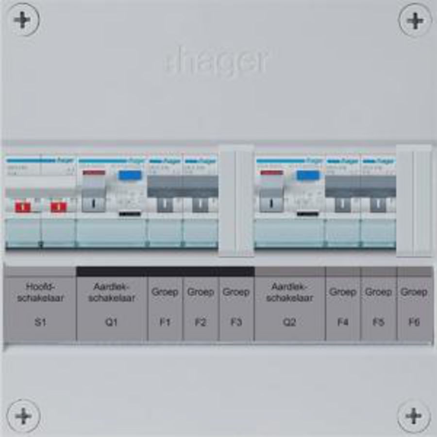 Groepenkast 4-groepver. HS 2xALS 30 mA 1F excl. buisinvoer