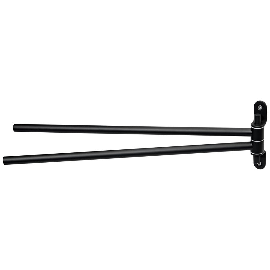 Dubbele handdoekhouder draaib. mat zwart rvs 39cm IXI