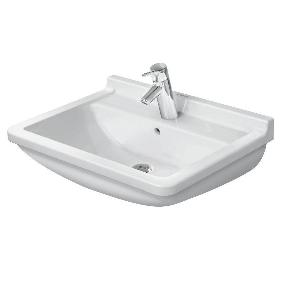 STARCK 3 #030060 wastafel 600mm wit met kraangat met overloop