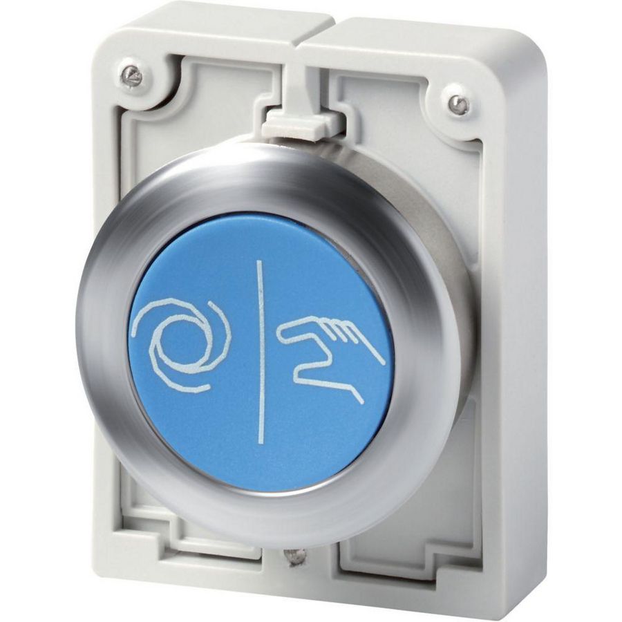 Drukknop 30mm RVS vlak met tekst X217 terugverend