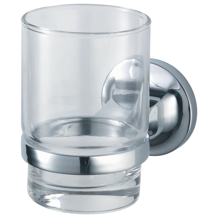 Enkele bekerhouder glas chroom ASPEN