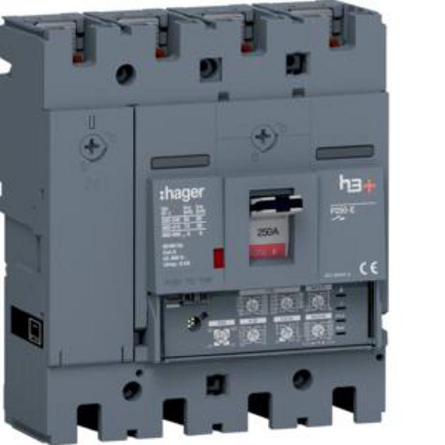 Vermogensautomaat h3+ P250 LSI 4P4D 250A 70kA boutaansl.