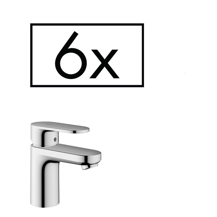 Set  a 6 wastafelmengkranen (project pack) Vernis Blend 1-hendel 70 CoolStart chroom